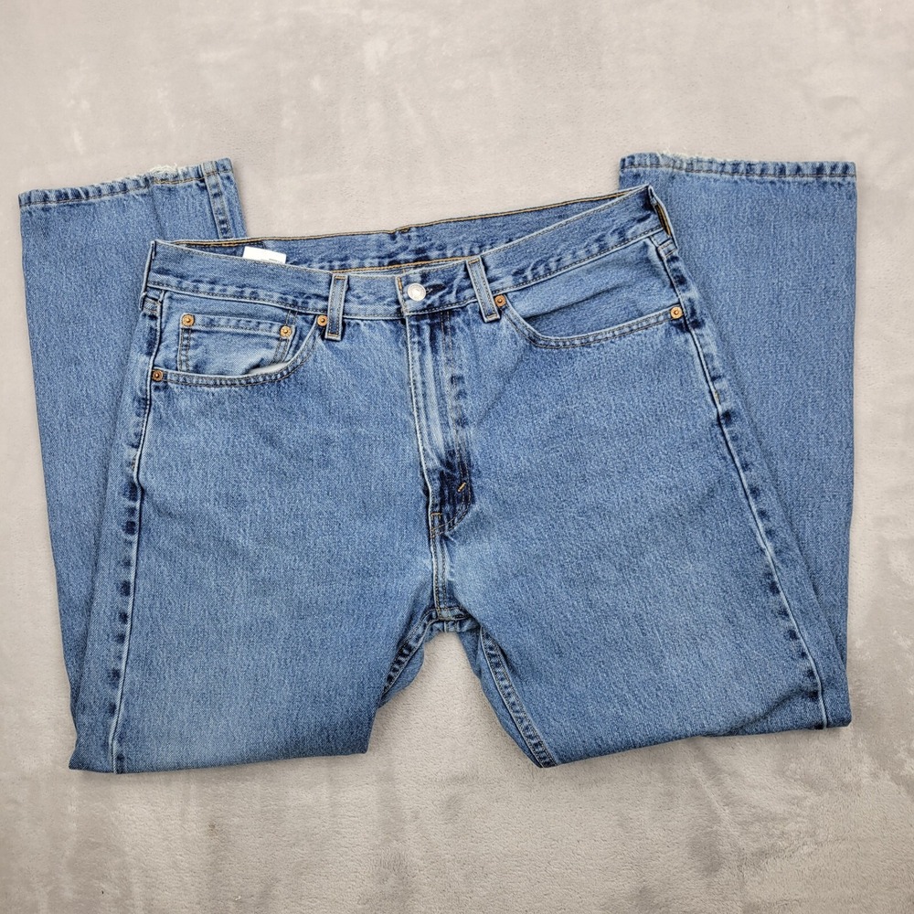 Levis 505 Jeans Men 36x29 Denim Pants Straight Leg Original Classic Work Blue
